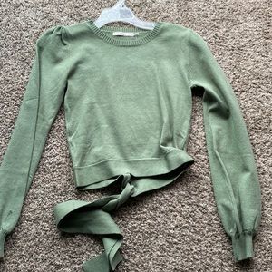 Never worn sage green sweater with bow